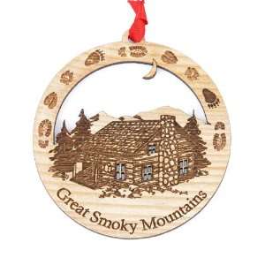  Wooden Smoky Mountain Cabin Ornament