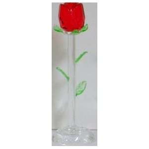  ALL GLASS ROSE DECORATION (5 1/2 TALL) 