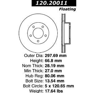  Centric Parts 120.20011 Premium Brake Rotor with E Coating 