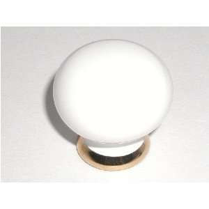  Britannia Knob   White with Gold Foot on 1 1/4 Britannia 