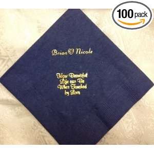  navy blue personalized beverage napkins for weddings, anniversaries 