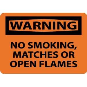Warning, No Smoking, Matches Or Open Flames, 10X14, Adhesive Vinyl