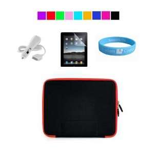    Red Cube Case + Car Charger for iPad + Screen Protector + Wristband