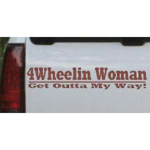 Wheelin Woman Off Road Car Window Wall Laptop Decal Sticker    Brown 