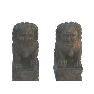    Pair Chinese Stone Carving Fenshui Foo Dog Awk2038