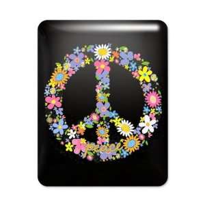  iPad Case Black Floral Peace Symbol 