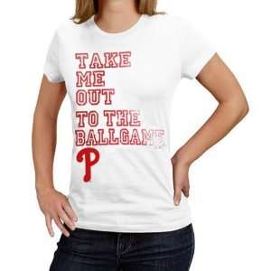   Philadelphia Phillies Ladies White Fake Out T shirt