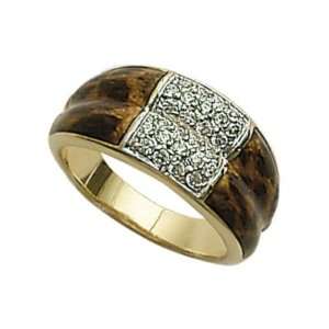   18K Gold Plated Clear Cubic Zirconia Leopard Print Band Ring Jewelry