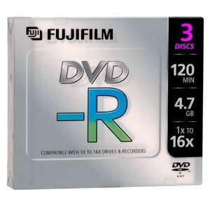  FUJIFILM 3 Pack 120 Min. 4.7GB 16x Speed DVD  R Media 