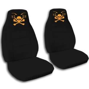  covers with a orange skull design. Note listing is for a bench seat