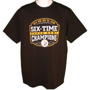  Mens Pittsburgh Steelers Six Time Champions Black Tshirt 