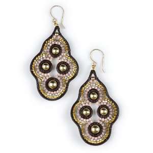   Miguel Ases Beaded Leather Dangle Earrings Miguel Ases Jewelry