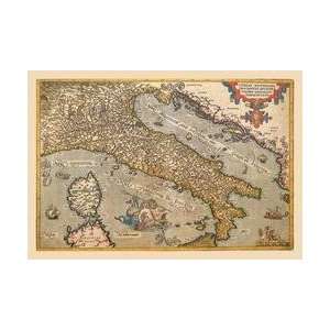  Map of Italy 12x18 Giclee on canvas