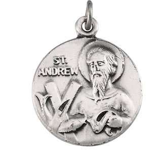  18.00 Mm Sterling Silver St. Andrew Medal With 18.00 Inch 