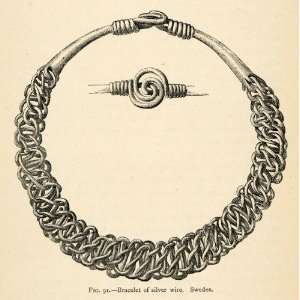1892 Woodcut Bracelet Jewelry Costume Silver Sweden Scandinavia Wire 