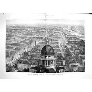  1892 VIEW LONDON ST. PAULS CATHEDRAL RIVER THAMES