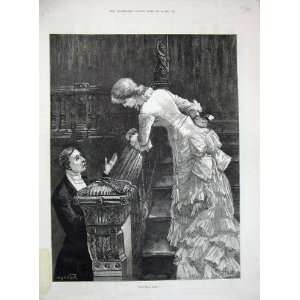  1885 Fine Art Romance Man Woman Stairs House Overend