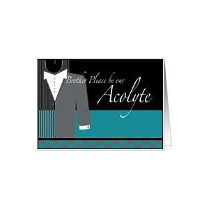  Teal Tux Please Brother Be My Acolyte Wedding Card Health 