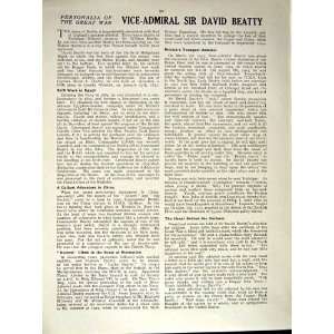   1914 15 WORLD WAR PORTRAIT VICE ADMIRAL DAVID BEATTY