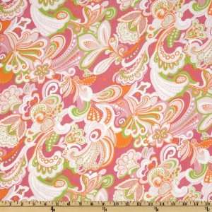  56 Wide Cotton Lawn Paisley Pink/Orange/White Fabric By 