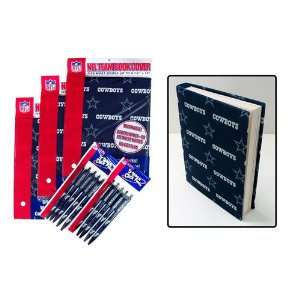  Dallas Cowboys NFL Book Covers (3) and Writing Pens (10 