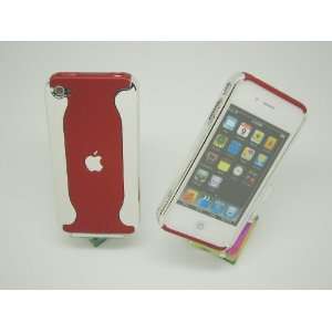  Apple iPhone 4 4G 4S Dual 2 Tone Chrome / Red Hard Back Case Cover 