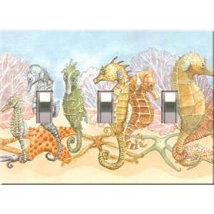  Seahorses Tropical Triple Light Switchplate Cover 