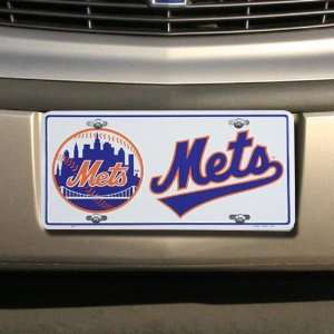  New York Mets White Metal License Plate