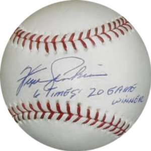   Jenkins Autographed MLB Baseball with 6X 20 Game Winner Inscription