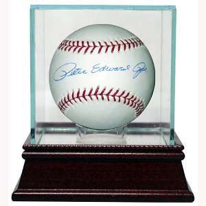  Pete Rose signed MLB Baseball (FullName) w/ Glass Case 