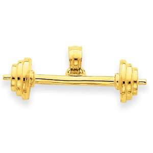  14k 3 D Barbell Pendant Jewelry