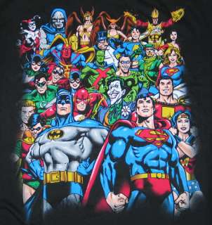 DC Comics Super Heroes & Villains Group T Shirt, NEW  