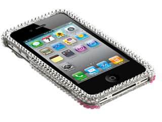 RHINESTONE 3D BLING FACEPLATE HARD CASE COVER APPLE IPHONE 4 4S 