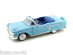 1958 Chevy Impala Convertible BLUE 124 Scale By Motormax NEW Item 
