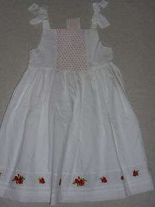 Janie and Jack CAMELLIA SUMMER White Smocked Embroidered Flower Dress 