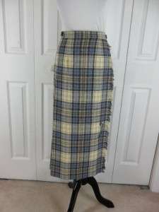 Laird Portch of Scotland WOOL Wrap Around Plaid Skirt Size S 6 23 