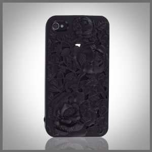 3D Sculptured Black Roses Zany Hybrid case cover for Apple iPhone 4 