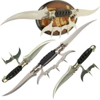 Double Dragon Fantasy Steel Knife with Wooden Plaque  
