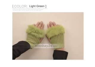 A12001 Winter Womens Rabbit Fur Hand Wrist Warmer Fringeless Gloves 