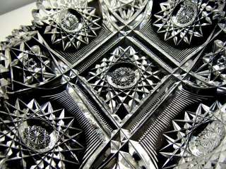 American Brilliant Cut Glass Relish Dish Beautiful Antique Crystal 