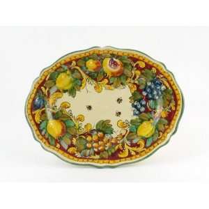 Hand Painted Italian Ceramic 16.5 inch Oval Platter 