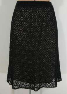 ANN TAYLOR LOFT Skirt Womens Size Medium NEW Black Crochet A Line Knee 