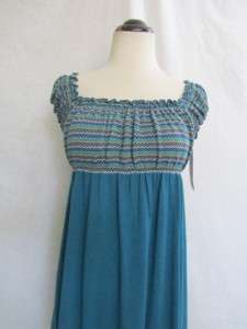 MOSSIMO NWT NEW Chevron zigzag Peasant Turquoise Cotton Knit Midi 