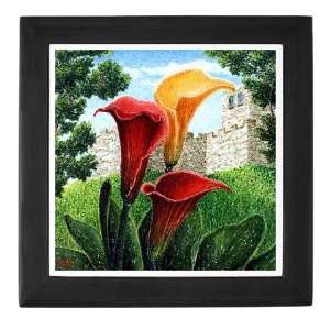 Calla Lilies Before Castle, Flowers 14, Keepsake B Pink Keepsake Box 