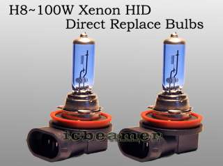 H8 100W x2 pcs High/ Fog Light Xenon HID Hyper White Universal Bulbs 