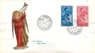 VATICAN CITY   1955 First Day Cover   195, 196, Fra Angelico  