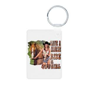 Aluminum Photo Keychain Country Western Lady Save A Horse 