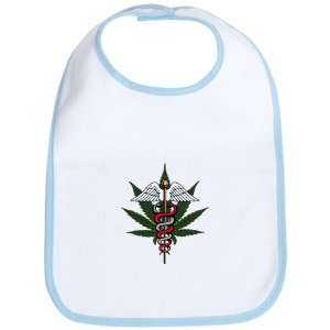    Baby Bib Sky Blue Medical Marijuana Symbol 