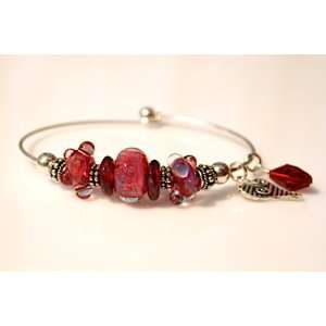  Hand Crafted Cherries Jubilee Artisan Glass Bangle and 