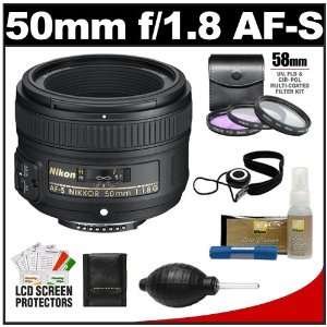  Nikon 50mm f/1.8 G AF S Nikkor Lens with 3 (UV/FLD/CPL 